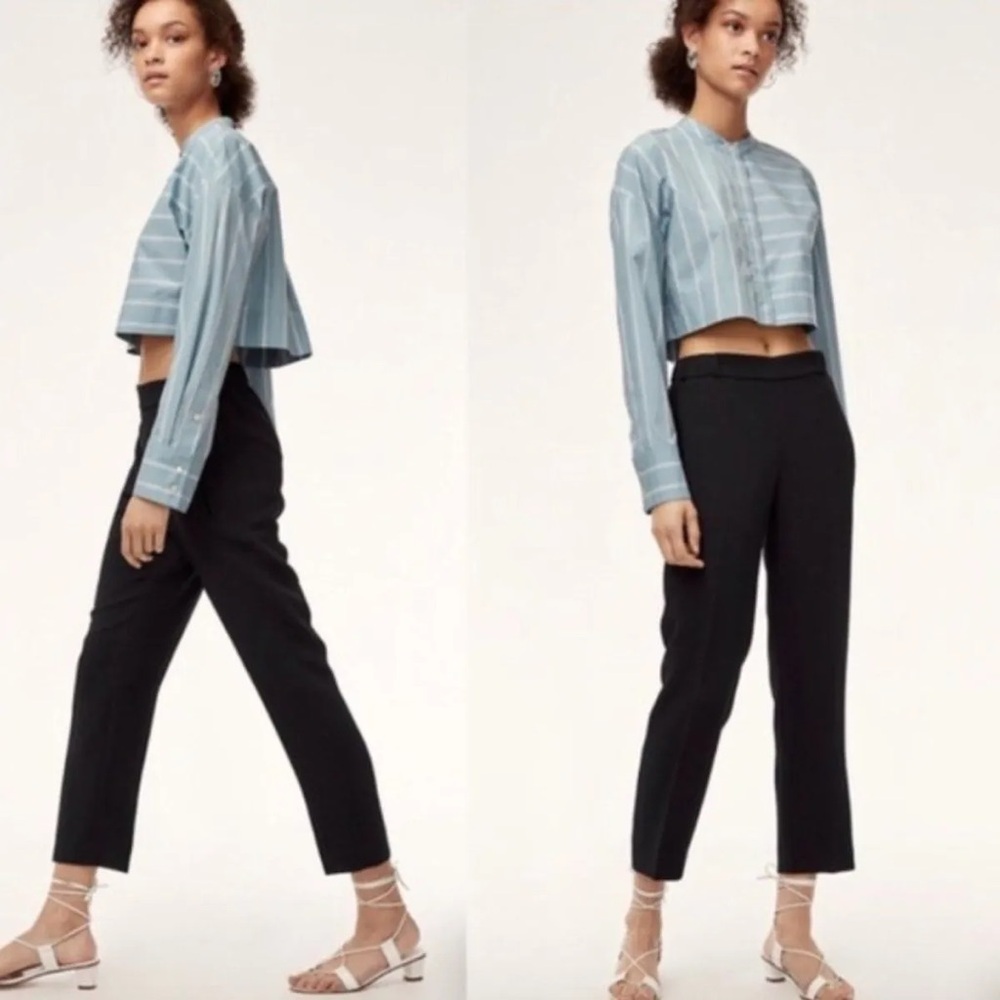 Aritzia Wilfred faux suede dark grey cropped pants trousers size 4